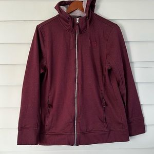 Burgundy North Face zip front hoodie